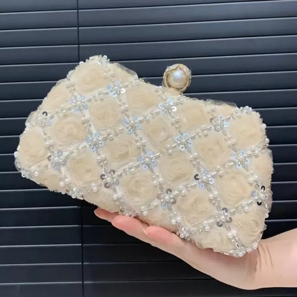 CHAMPAGNE ROSE TRELLIS BAG - Picture 3 of 4